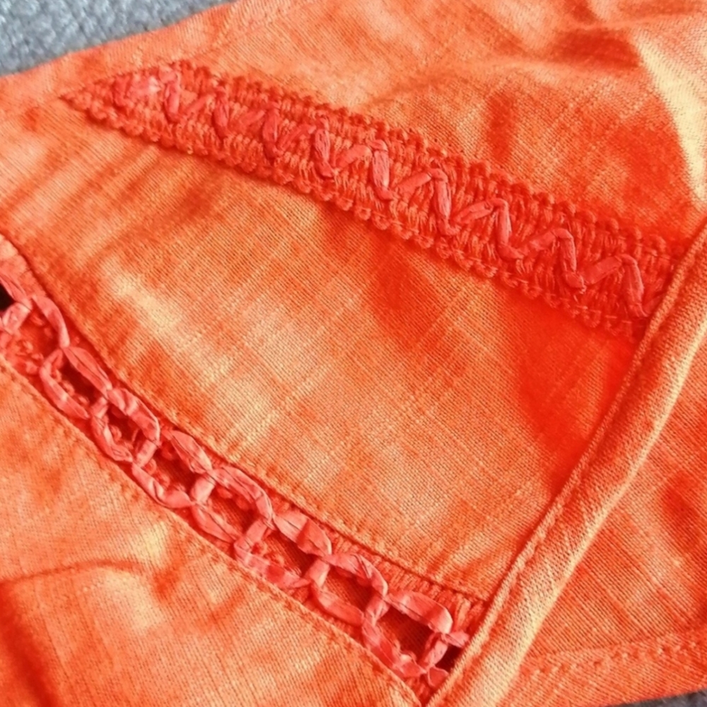 NWT Anthropologie V-Neck Back-Cutout Mini Dress Orange Halter Swim Cover-up - Picture 7 of 14